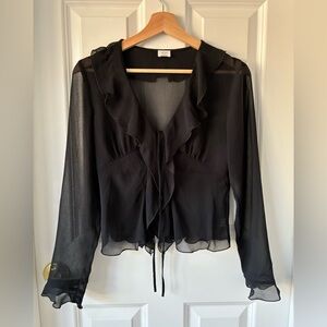 Aritzia Wilfred Frenchy Sheer Tie Blouse